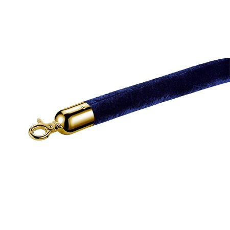 Corda de veludo com gancho de acabamento polido de cor azul usado no poste da barreira do poste da fila de controle de multidão