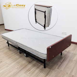 Cama dobrável portátil com estrutura de metal para hotel, cama dobrável com colchão de mola para adultos e crianças