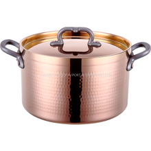 Panela de martelar de cobre de três camadas comercial de boa qualidade disponível para fogão de indução