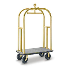 Carrinho de bagagem de metal de lobby de hotel grande dobrável dourado 