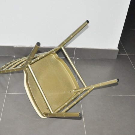 cadeira de alumínio para banquete de hotel com pintura a óleo na cor dourada