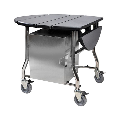 Carrinho de serviço de quarto de hotel com caixa quente